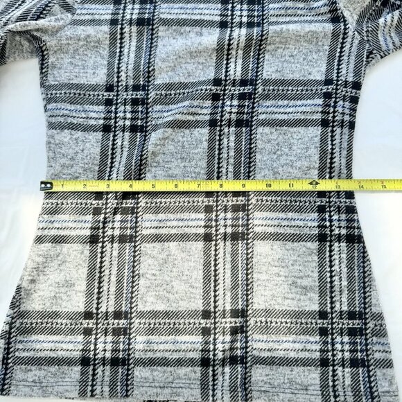 Colori Women’s Sweater Grey And Blue Plaid 3/4 Sleeves Size Small (27” Waist) - Picture 10 of 11